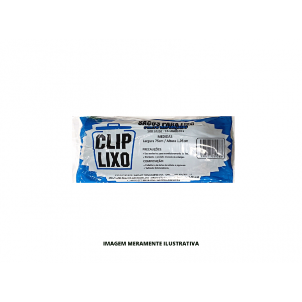 SACO DE LIXO - CLIP LIXO - 100L ROLO - PCT15
